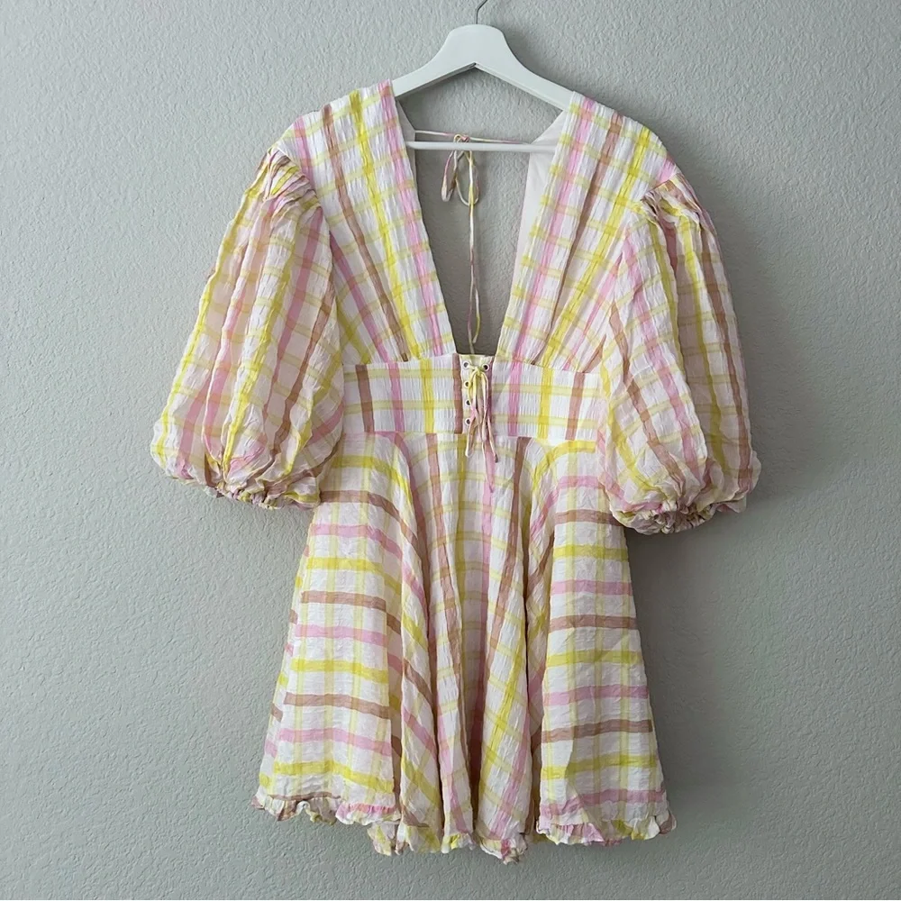 For Love & Lemons Rue Puff Sleeve Mini Dress - Picture 11 of 12